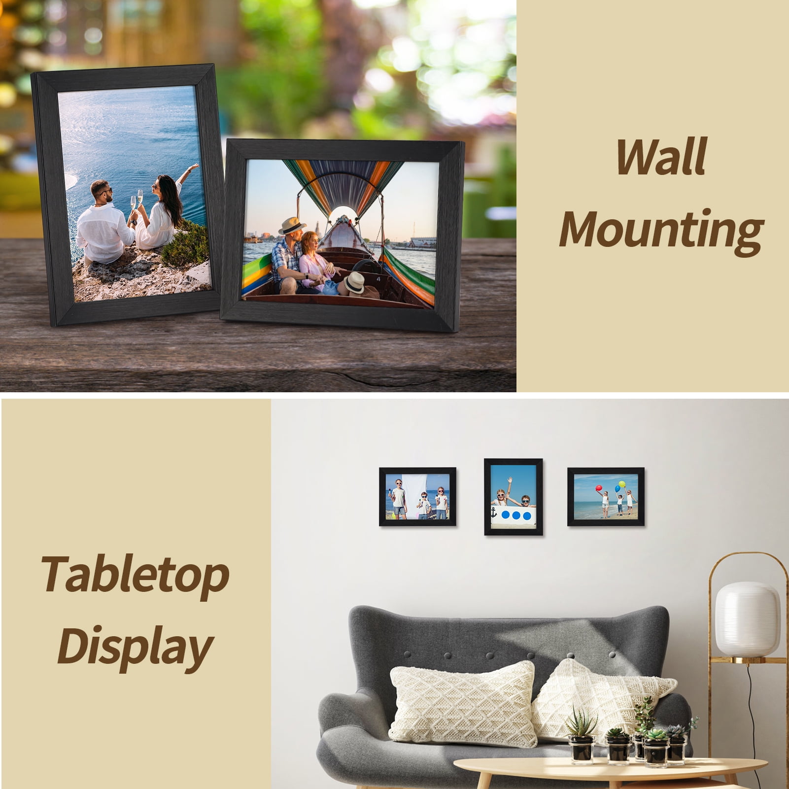 12-Pack 5x7 Black Picture Frames for Wall or Tabletop