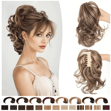 Docreld Claw Clip Ponytail Extension -22‘’ Long Wavy Wigs for Women and 12‘’ Curly Ponytail Extension,Ponytail Extension Hair Extensions for Women,Claw Clip & Drawstring 2-in-1 Ponytail Extensions.