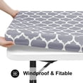 thumbnail image 2 of decorUhome Fitted Vinyl Tablecloth Rectangular 30"×72"in(90"×197"cm), Waterproof Wipeable PVC Table Cover, Moroccan, Grey, For Indoor or Outdoor, 2 of 8