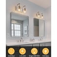 thumbnail image 3 of Foucasal Aplique de Baño con Acabado Níquel Cepillado y Pantalla de Vidrio Transparente, Lámpara de Pared Moderna de 2 Luces para Dormitorio, Pasillo y Sala (Base E26), 3 of 7