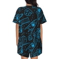 thumbnail image 4 of Womens Pajama Sets With Pocket, Blue Astronaut Space Doodles Lounge Sets Short Sleeve Sleepwear PJ Sets for Women, 4 of 6