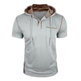 thumbnail image 6 of BRGZLK Men Short Sleeve Hooded Pullover Solid Color Blocked Zipper T Shirt with Front Pocket For Everyday Comfort and Streetwear Vibe, 6 of 7