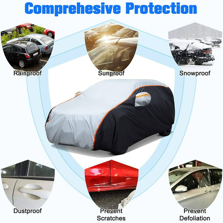 Car Cover Waterproof All Weather Waterproof Car Cover UV Protection  Windproof Outdoor Full car Cover, Universal Fit for Sedan/SUV/PICKUP 