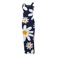 thumbnail image 5 of Wycnly Dresses for Women 2025 Fashion Sexy Drawstring Slit Bodycon Knitted Ribbed Party Club Tank Dresses Daisy Print Sleeveless U-Neck Long Formal Dresses for Women Navy XL, 5 of 6