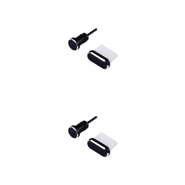 Inteprter Tapón antipolvo, cubierta USB tipo C portátil, puerto de de auriculares antipolvo, accesorios flexibles impermeables para Negro PC 1 2piezas