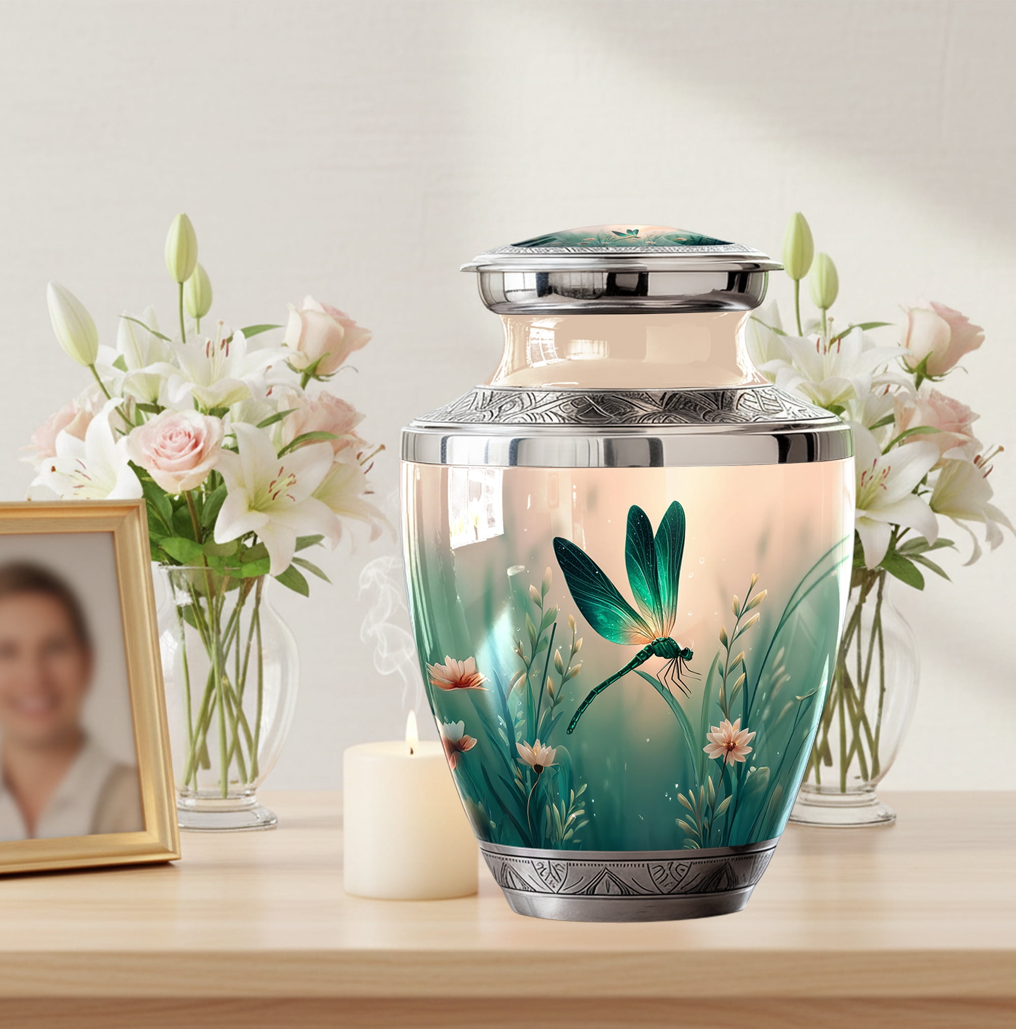 Dragonfly Urn for Ashes for Men - Large Funeral Urns for Adult Female - 10 Inch Decorative Urns for Women - Dragonfly Cremation Urn for Male Dad