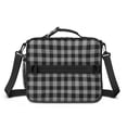 thumbnail image 2 of Gray and Black Checkered Pattern Insulated Lunch Bag with Shoulder Strap and Bottle Holder,Bento School Lunch Bag Box,11x9.5x3.5 Inches, 2 of 5