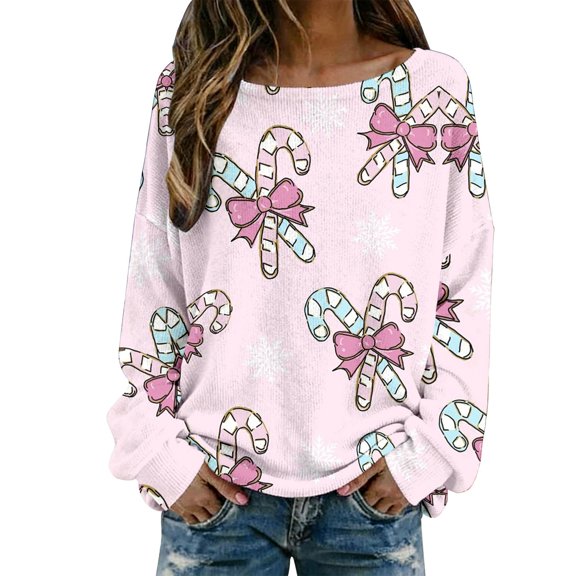Christmas Sweaters For Women Bowknot Snowflake Graphic Ribbed Texture Casual Long Sleeve Crewneck Knit Pullover Sweater Tops