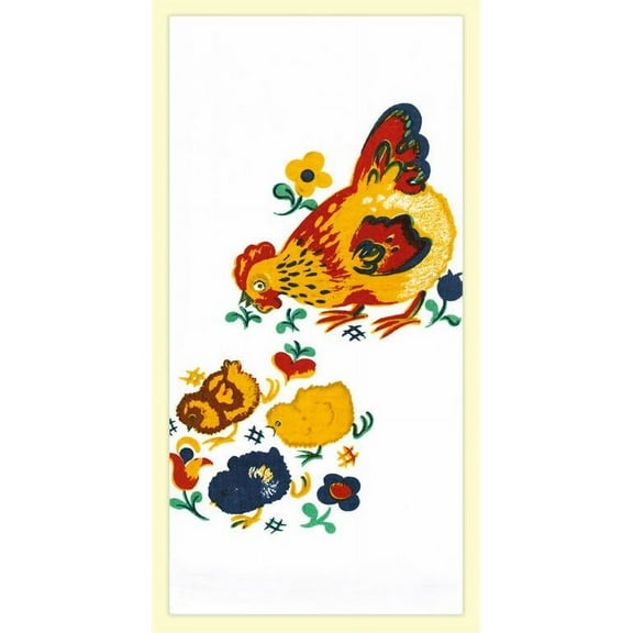Red and White Kitchen Mama Hen & Chicks 100% Cotton Flour Sack Towel #VL31