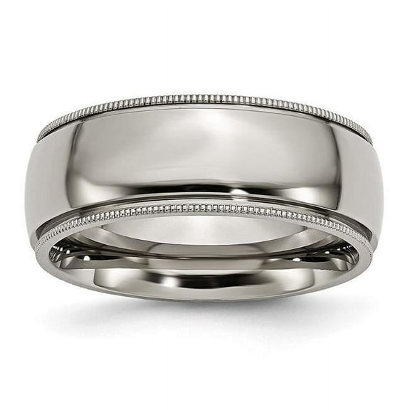 Titanium Grooved and Beaded Edge 8mm Polished Band