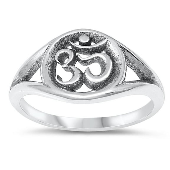 Oxidized Ohm Ring .925 Sterling Silver Bali Style Band Jewelry Female Male Unisex Size 10