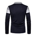 thumbnail image 3 of Mysszz Mens Turn-down Collar Contrast Color Long Sleeve Polo T-Shirt Top, 3 of 3