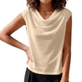 thumbnail image 3 of Women's Summer Sleeveless Round Neck Tank Top Cami Camisole Solid Color Comfy Regular Fit Casual Daily Wear Vacation Beach Fashion Essential Gift for Women | CSEONE,Beige XL, 3 of 9