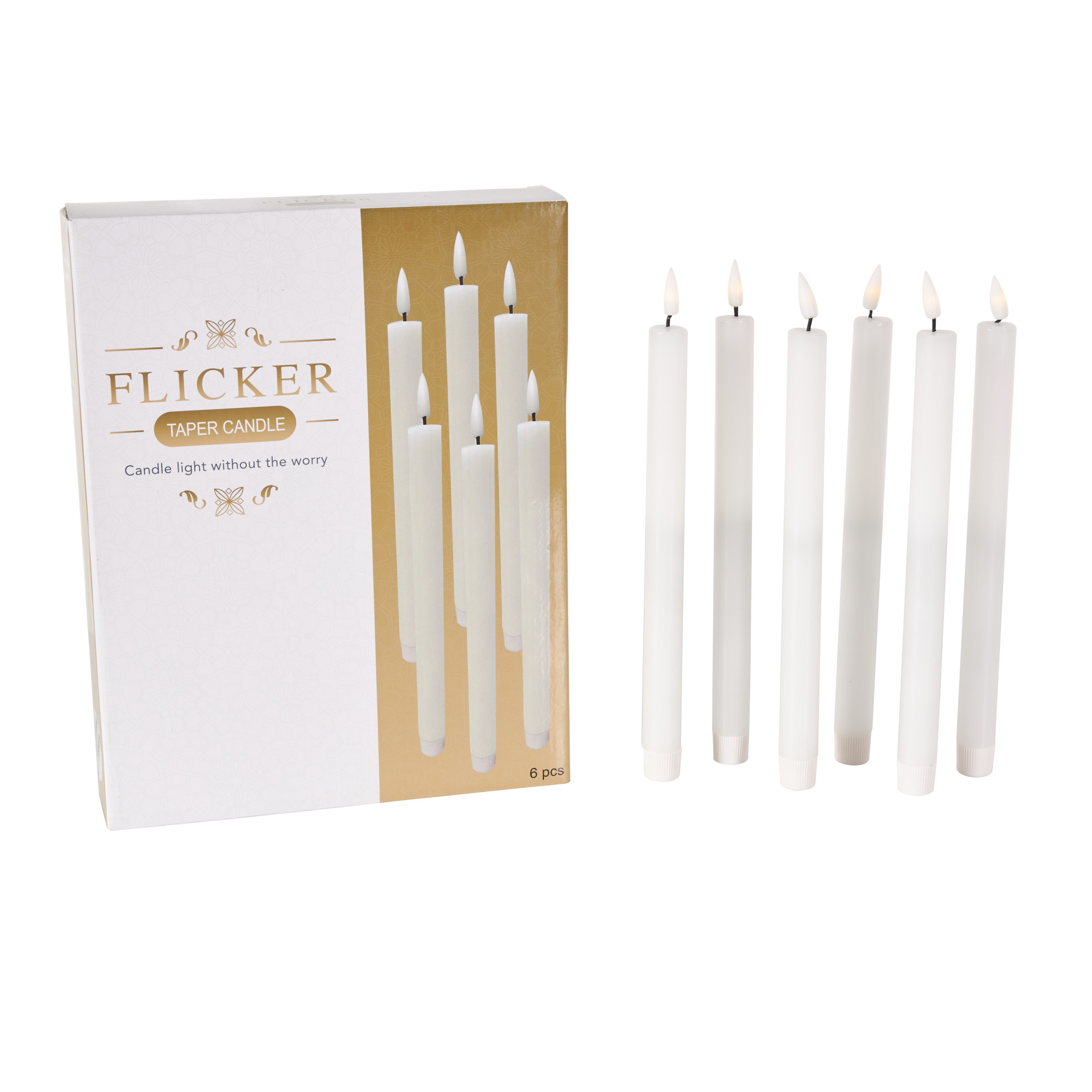 DecMode 11"H Unscented Wax  Flameless Candle with Remote Control (Set of 6)