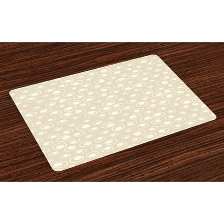 Tan Placemats Set of 4 Spotted Dotted Display Bubble Forms Water Inspired Abstraction Circular Composition, Washable Fabric Place Mats for Dining Room Kitchen Table Decor,Tan Eggshell, by (Best Way To Display Shells)