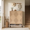 thumbnail image 3 of Fnova 6-Tier Modern Rectangular Cabinet, Side Cabinet with Adjustable Shelves, Shoe Storage, Geometric Pattern & Rebound System, Easy Assembly for Entryway, Hallway, Living Room, Bathroom, 3 of 16