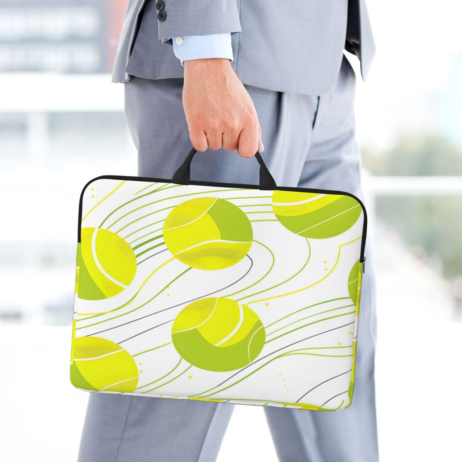 Laptop Sleeve Bag For Women Men 14inch Waterproof Durable Protective Computer Carrying Cover Handle Laptop Case Bag Tennis Theme
