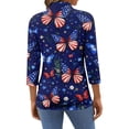 thumbnail image 5 of FrzhBrz Womens 3/4 Length Sleeve 4th of July Tops Funny Flag Butterfly Pattern Shirt Crew Neck Loose Fit Tunic Tops for Women, 5 of 5