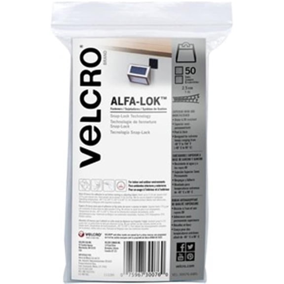 VELCRO® Alfa-Lok Fasteners - 1" Length x 1" Width - 1 Pack