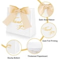 thumbnail image 4 of 24 Pcs Small Thank You Gift Bags, Mini Party Favor Bag Treat Box with Bow Ribbon, White Paper Gift Bags Bulk for Wedding, Birthday, Bridal Shower, Baby Shower (4.5x1.8x4 Inch), 4 of 8