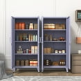 thumbnail image 3 of Double Door Pantry Cabinet Multifunctional Heavy Duty Storage Cabinet with 3 Layers Adjustable Shelves - 61 " Purple Food Storage Cabinet for Living Room, Garage, Office Size： 61"H X 27.6"W X 13.8"D, 3 of 8