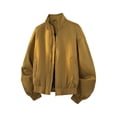 thumbnail image 2 of Mens Fall Jackets Zip Up Stand Up Collar Elastic Cuffs Trendy Casual Motorcycle Coats with Pocket Yellow XXL, 2 of 7