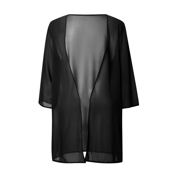 Sunloudy - Chaqueta de chifón transparente para mujer, estilo informal, ligera, para playa, blusa, chal Sunloudy S/ M / L / XL / XXL