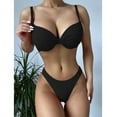 thumbnail image 2 of Elainilye Fashion Swimming Suits for Women Solid Sexy Steel Bracket Solid Bikini Push-Up Padded Swimwear Swimsuit Beachwear Set,Black, 2 of 9