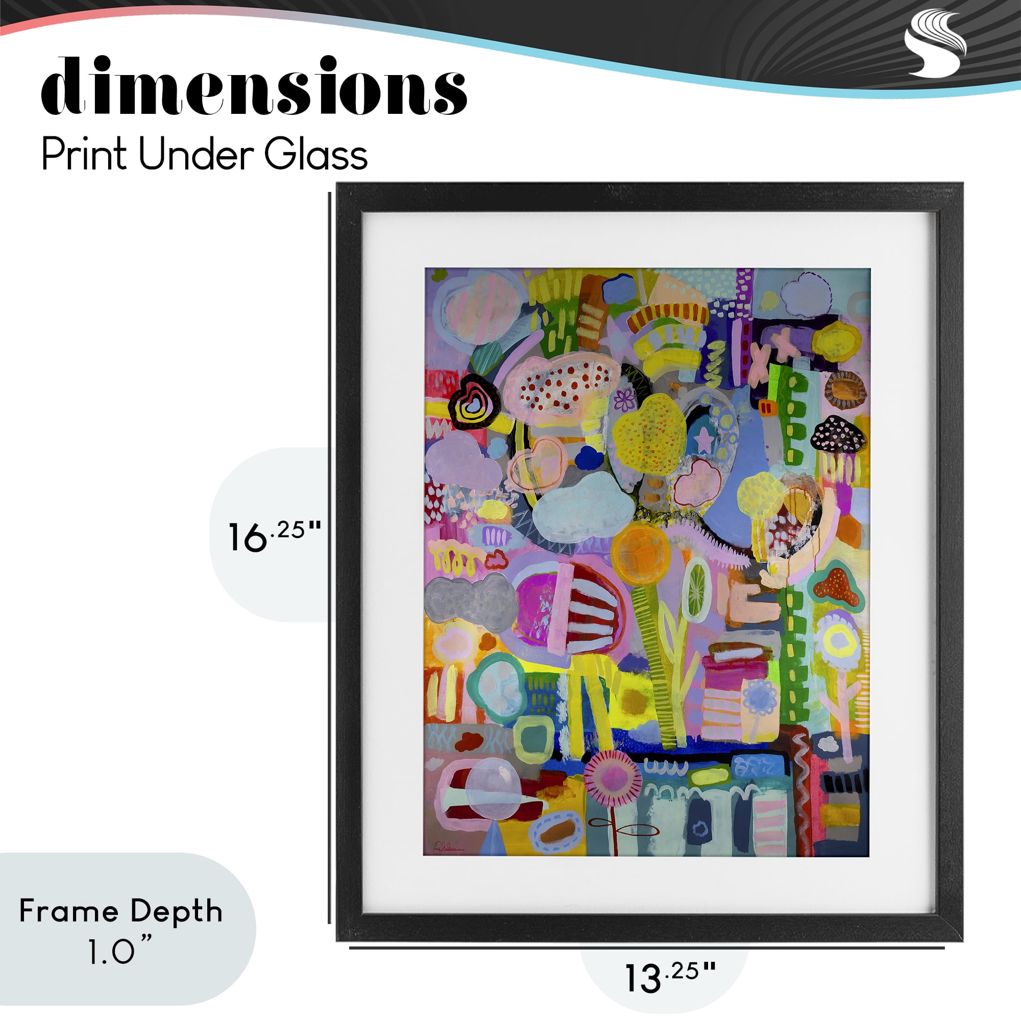 Stupell Industries Big Happy Whimsical Collage Black Framed Print Under Glass, design by Mary Robertson