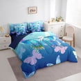 thumbnail image 3 of Homewish Kawaii Butterfly 7 Pieces Bedding Comforter Set,Multicolor Butterflies Full Bedding Set,Blue Pink Purple Fitted Sheet Flat Sheet For Girls,Ultra Soft Home Decor Reversible, 3 of 8