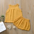 thumbnail image 2 of Baby Solid Color Sleeveless Top + Shorts, Cool and Comfortable Summer 2-Piece Set, 2 of 5