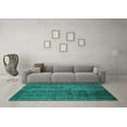 thumbnail image 3 of Ahgly Company Machine Washable Indoor Square Abstract Turquoise Blue Contemporary Area Rugs, 6' Square, 3 of 4