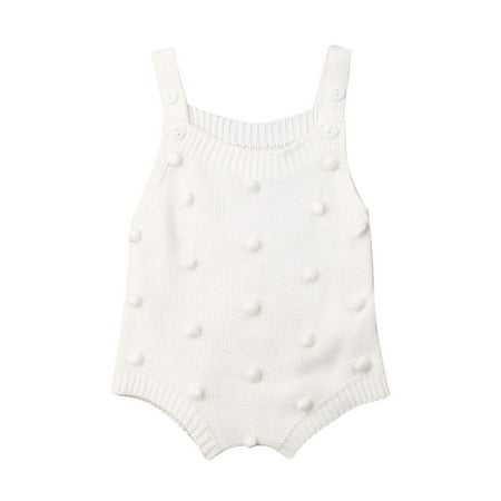 

LisenraIn Newborn Baby Boy Girl Sleeveless Knit Bodysuit Solid Color Button Jumpsuit Warm Clothes