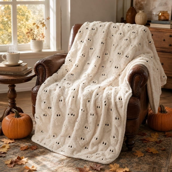 3D Halloween Throw Blanket - Soft Flannel Cozy Blanket for Couch and Bed, Spooky Fall Decor