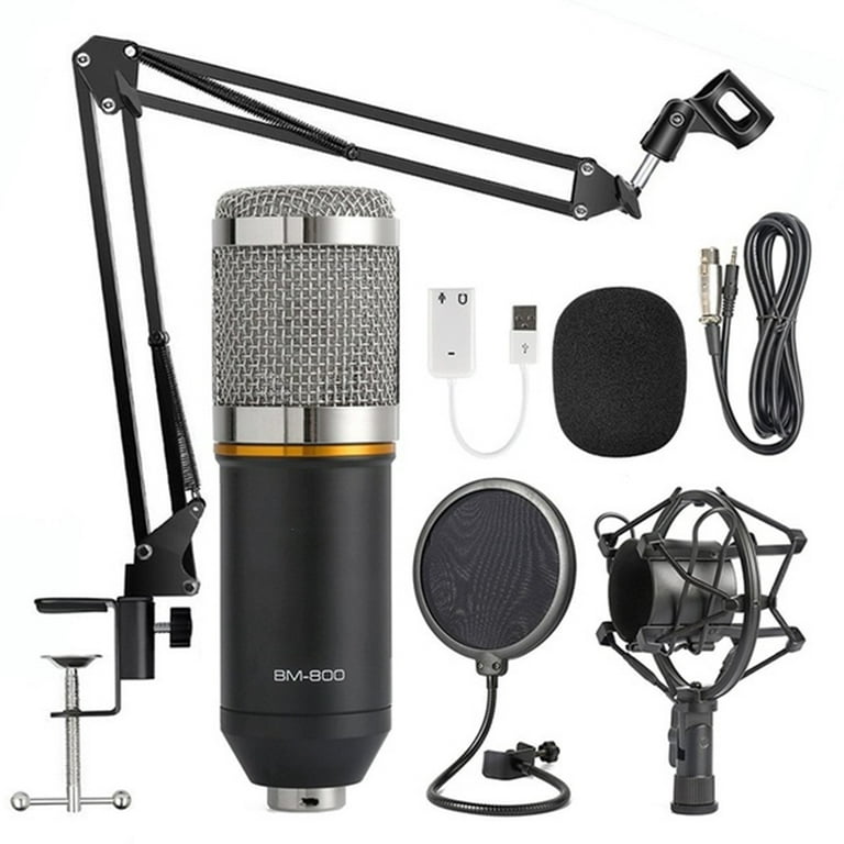 Best Choice BM-800 Professional Broadcasting Studio Recording Condenser  Microphone with Mic Stand ,Pop Filter black silver