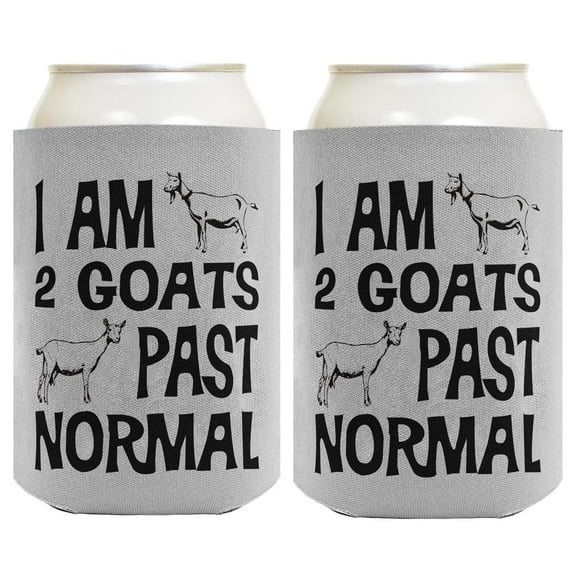 Goat Lady Gifts I Am 2 Goats Past Normal Goat Farmer Gifts 2-Pack Can Coolies Drink Coolers