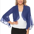 thumbnail image 5 of BODOAO Women's Bolero Shrug Cardigan Open Front Cover Up Chiffon Sheer 3/4 Sleeve Kimono Women's Solid Color Flared Sleeve Chiffon Cardigan Small Shoulder Top Navy Xl, 5 of 6