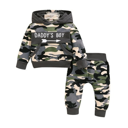 

KIMI BEAR Infant Baby Boys Pants Outfits 12 Months Infant Boys Fall Winter Clothes 18 Months Baby Boys Casual Hooded Camouflage Stitching Long Sleeve Hoodie Pants 2PCs Set Gray