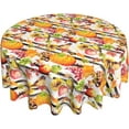 thumbnail image 1 of Thanksgiving Pumpkin Harvest Tablecloth Round 60 Inch Autumn Fall Brids Maple Leaves Sunflower Washable Wrinkle Stain-Resistant Table Cloth Polyester Country Rustic Farmhouse Table Cover for Dinning, 1 of 1