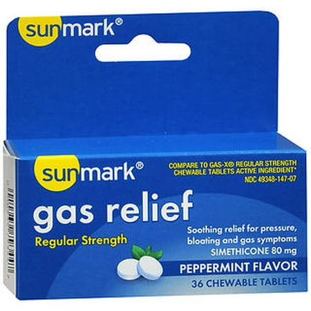 sunmark tablets chewable peppermint relief count gas