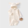 thumbnail image 4 of JIAYUE Baby Waffle Ribbed Jumpsuit Long Sleeve Hooded Bunny Ear Dots Print Full Snap Romper for Casual Party, 4 of 4