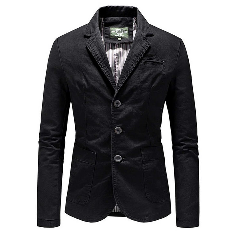 XFLWAM Men's Vintage Business Casual Work Wear Suit Jacket Long Sleeve  Sport Coat Single Breasted Formal Blazer Black XL