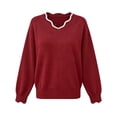 thumbnail image 5 of yillto Womens Sweater Knit V Neck Ruffled Long Sleeve Tops Soft Warm Pullover Sweaters for Fall Winter, 5 of 7