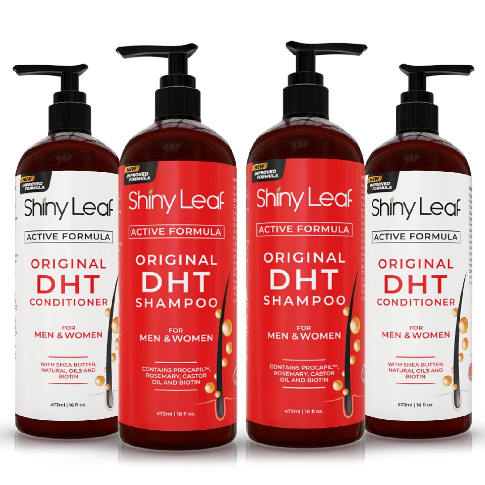Advanced DHT Blocking Shampoo and Conditioner for Hair Loss Biotin, Procapil, Asparagus - Anti Thinning Shampoo and Conditioner For Men and Women, - 2 sets Shiny Leaf - Walmart.com