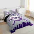 thumbnail image 3 of Homewish Ball Sports Player Bedding Comforter Set, Grey Purple Cartoon Baseball Twin Comforter Sets, Teens Kids Boys Girls Reversible Bedding Set, Breathable Home Decor, 2pcs, 3 of 8