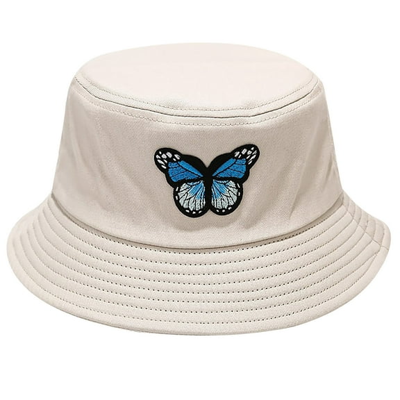 Charmgo Trucker Hat Clearance, Women's Butterfly Print Sunshade Fisherman's Hat Basin Hat Outdoor Bucket Hat Bucket Hat Baseball Cap, Sun Hats for Women Beige