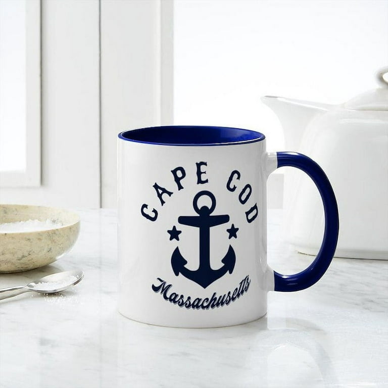 Cafepress - Cape Cod Mugs - 11 oz Ceramic Mug - Novelty Coffee Tea Cup, Size: Small, Blue
