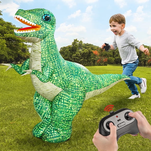 Jovow Jouet Dinosaure Gonflable Télécommandé 2,4 GHz pour Enfants, Jouet Dinosaure Électrique avec Rotation à 360°, Avant et Arrière, Jouet Dinosaure Rechargeable Marche pour Garçons Ki