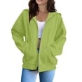 thumbnail image 2 of Womens Coats Women's Casual Fashion Solid Color Long Sleeved Zippered Hooded Sweatshirt Jean Jacket Women Kagetolytai Green 2XL, 2 of 5