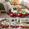 thumbnail image 5 of Cherry Watercolor Red Fruit Round Rugs for Living Room 4ft Vintage Beige Leaf Non Slip Circle Rug Washable Low-Profile Indoor Carpet for Bedroom, Dining Room, Bathroom, 5 of 9